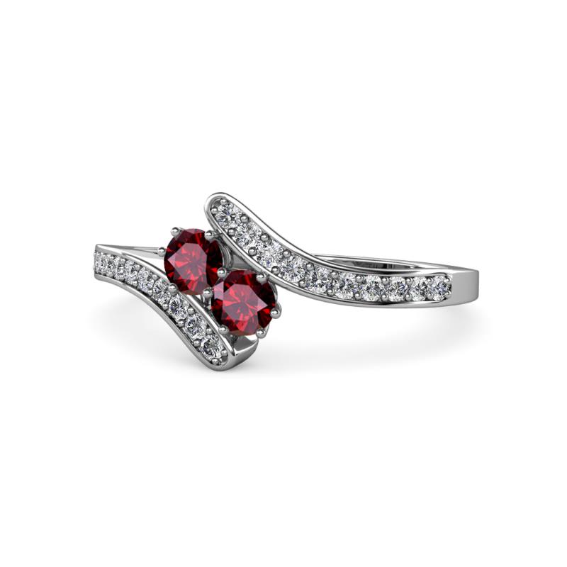 Eleni Ruby with Side Diamonds Bypass Ring 