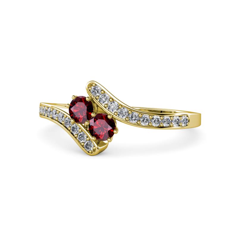 Eleni Ruby with Side Diamonds Bypass Ring 