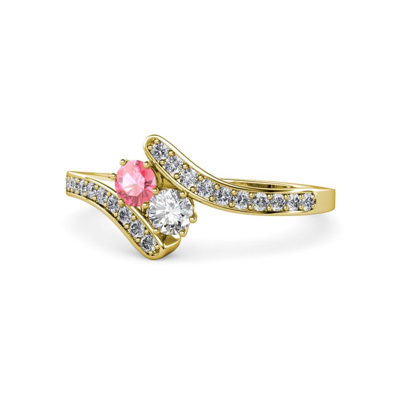 Eleni Pink Tourmaline and Diamond with Side Diamonds Bypass Ring 