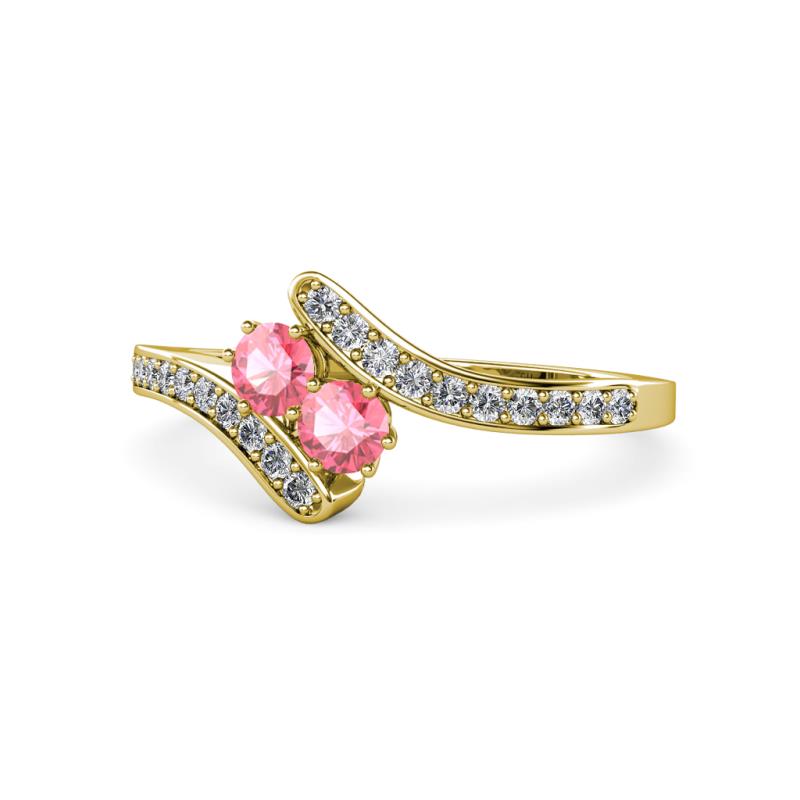 Eleni Pink Tourmaline with Side Diamonds Bypass Ring 