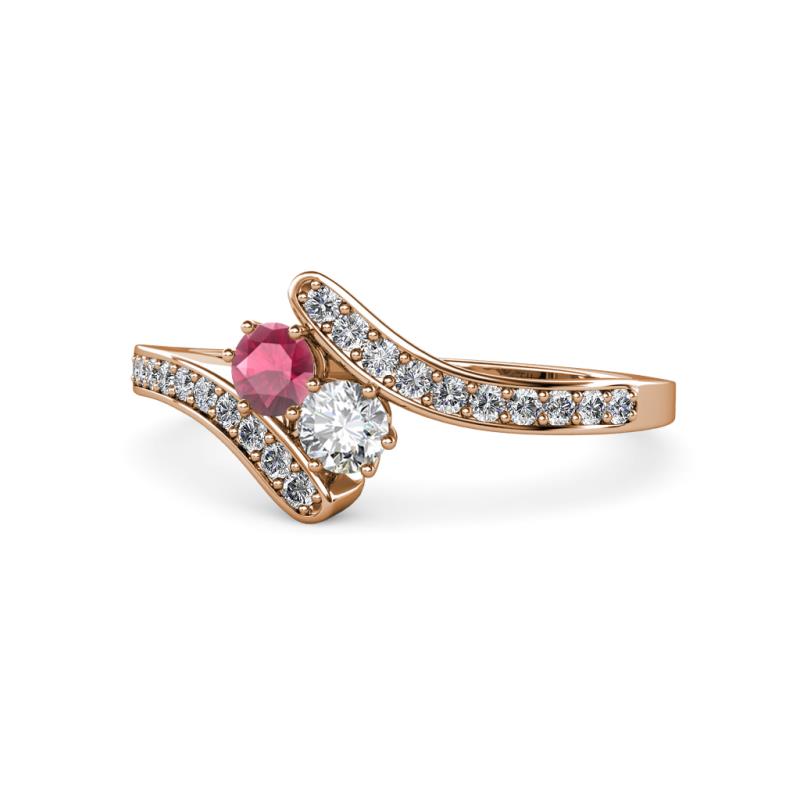 Eleni Rhodolite Garnet and Diamond with Side Diamonds Bypass Ring 