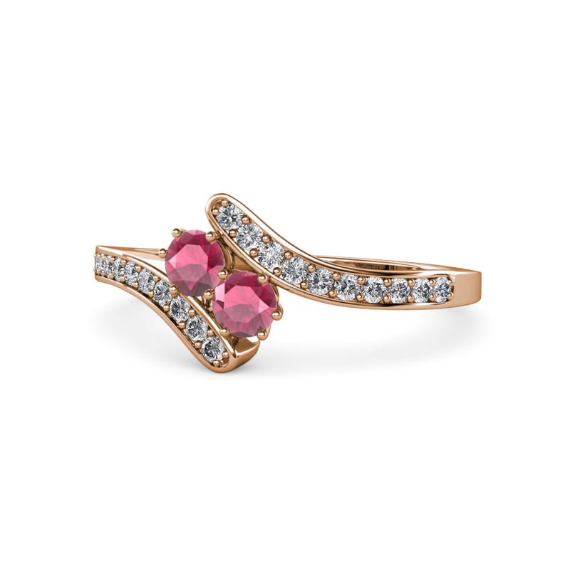 Eleni Rhodolite Garnet with Side Diamonds Bypass Ring 