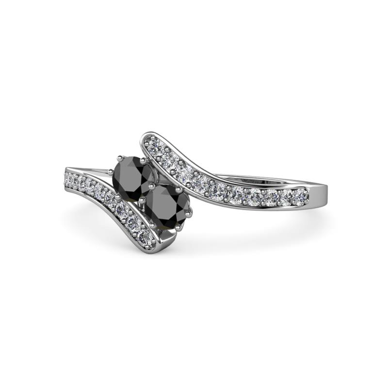 Eleni Black Diamond with Side Diamonds Bypass Ring 