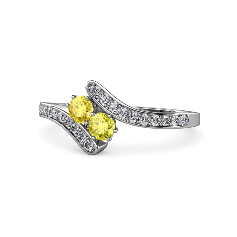Eleni Yellow Sapphire and Yellow Diamond with Side Diamonds Bypass Ring 