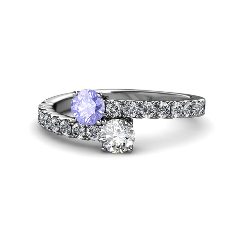 Delise 5.00mm Round Tanzanite and Diamond with Side Diamonds Bypass Ring 