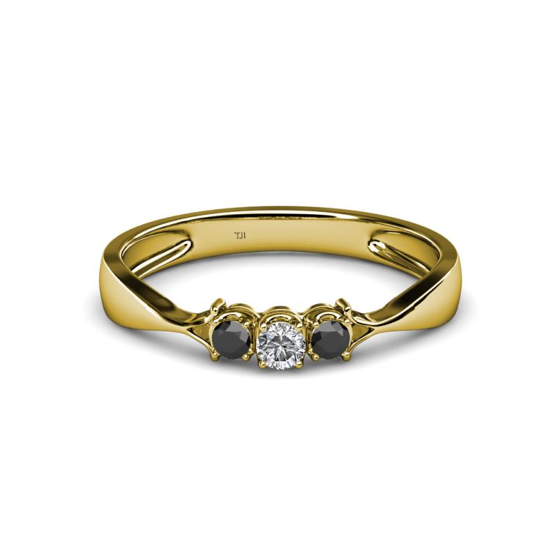 Rylai 0.17 ctw Natural Diamond (2.70 mm) and Black Diamond Three Stone Engagement Ring  