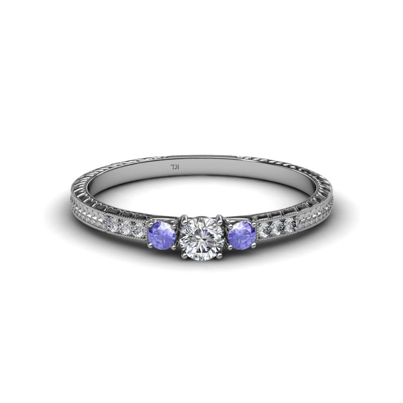 Tresu Diamond and Tanzanite Three Stone Engagement Ring 