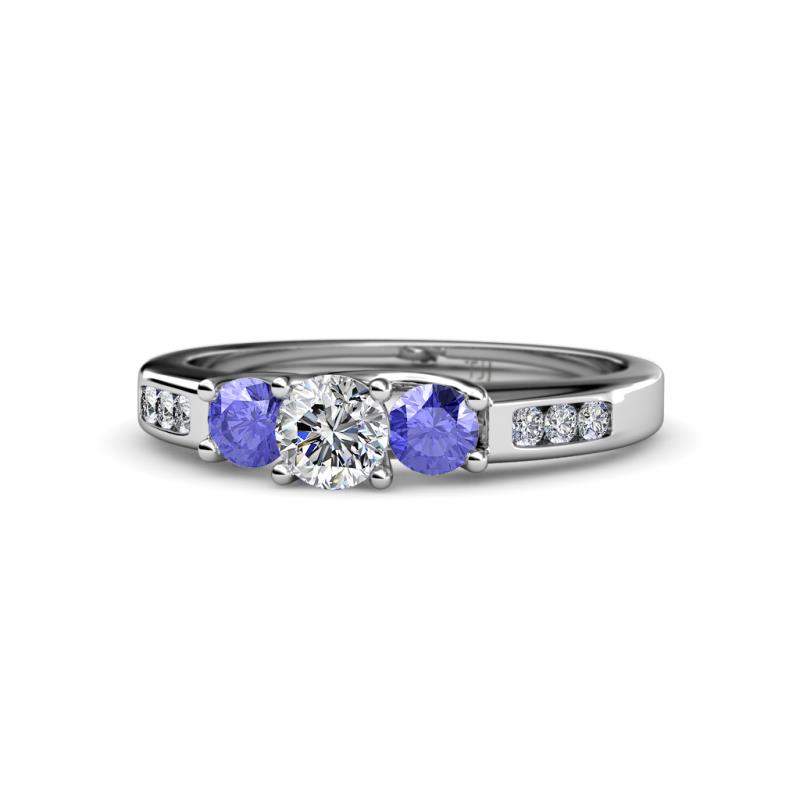 Jamille Diamond and Tanzanite Three Stone Engagement Ring 