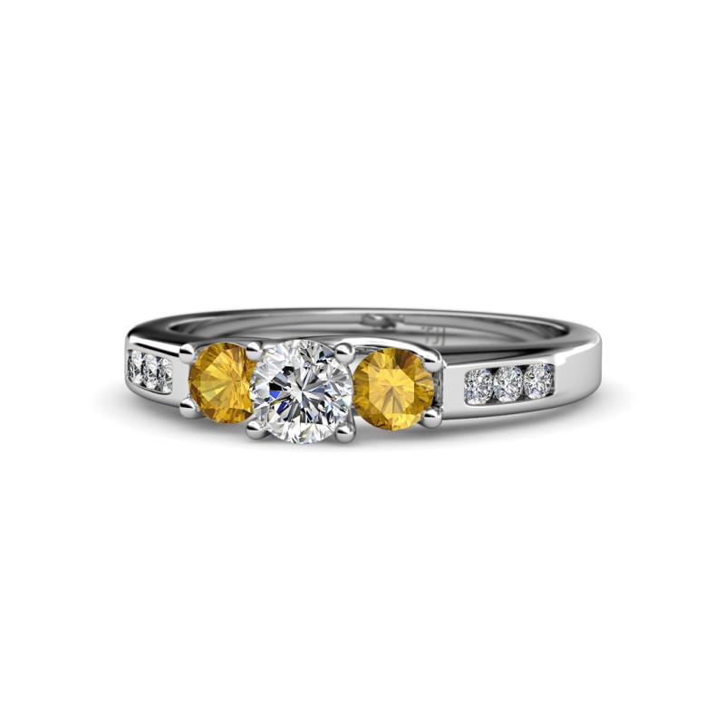 Jamille Diamond and Citrine Three Stone Engagement Ring 