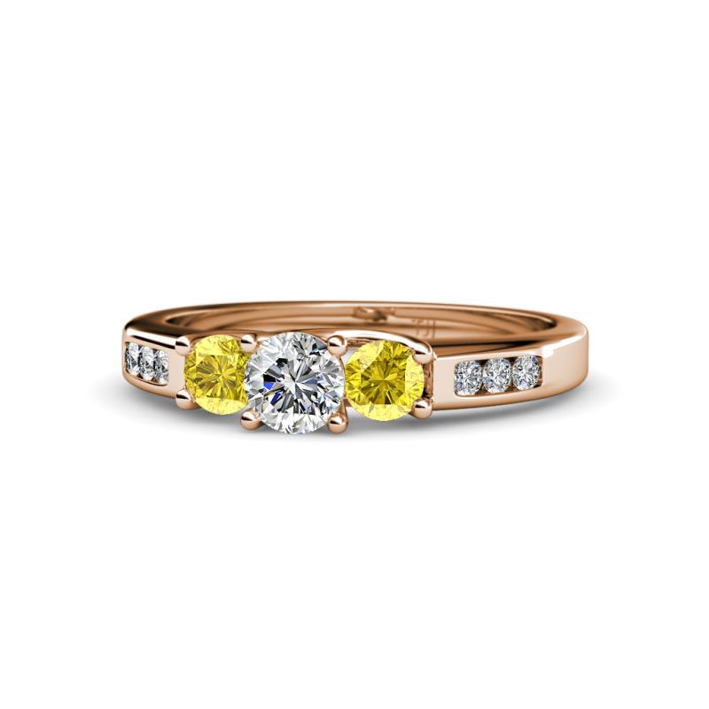 Jamille Diamond and Yellow Sapphire Three Stone Engagement Ring 