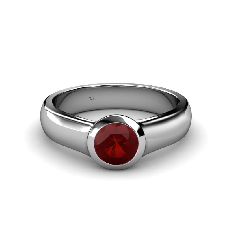 Enola Red Garnet Solitaire Engagement Ring 