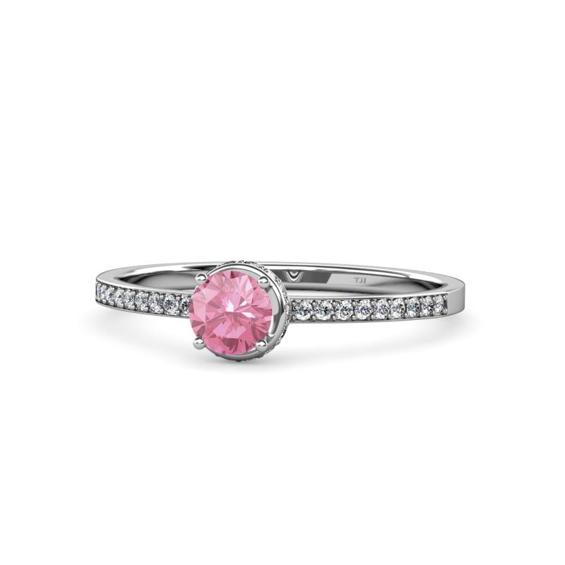 Irene Pink Tourmaline and Diamond Halo Engagement Ring 