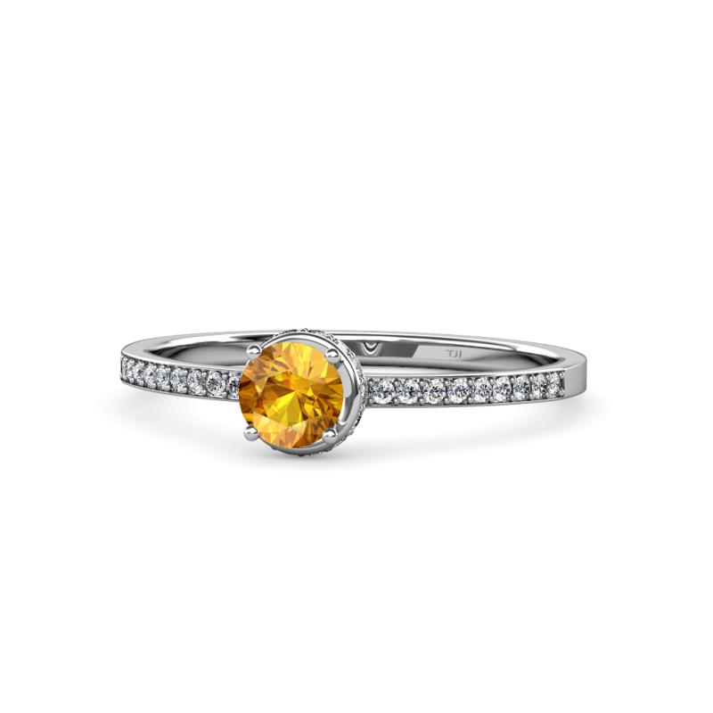 Irene Citrine and Diamond Halo Engagement Ring 