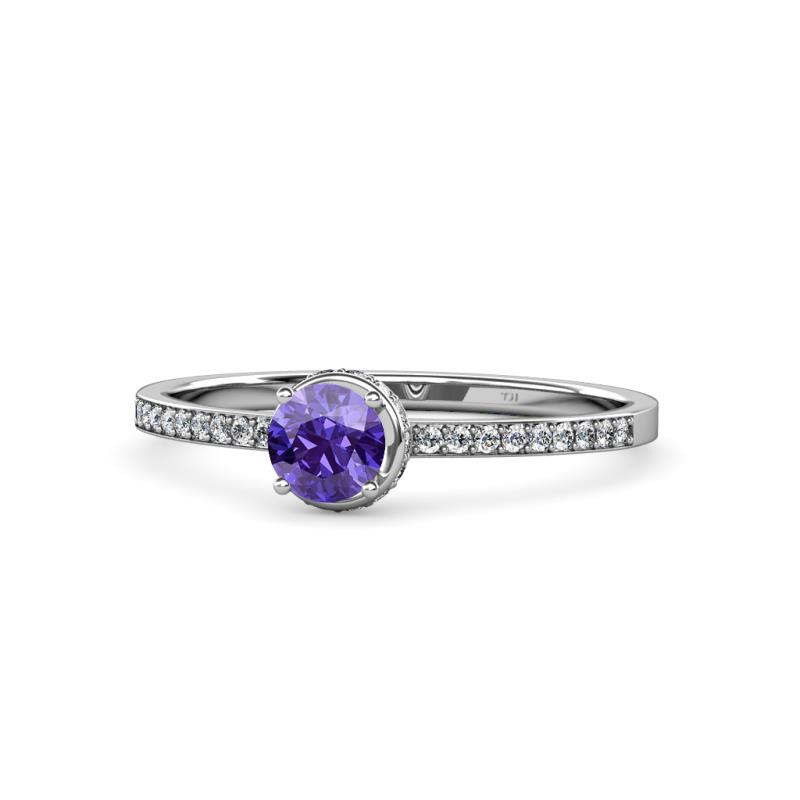 Irene Iolite and Diamond Halo Engagement Ring 