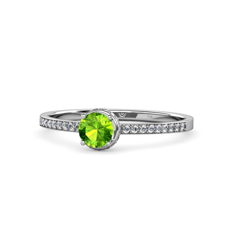 Irene Peridot and Diamond Halo Engagement Ring 