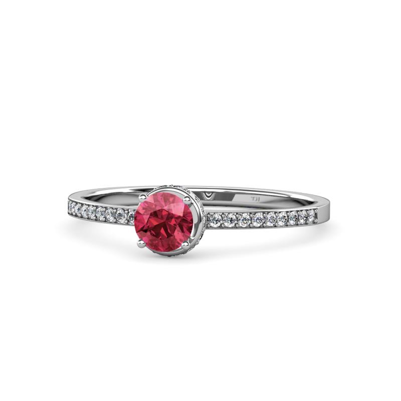 Irene Rhodolite Garnet and Diamond Halo Engagement Ring 