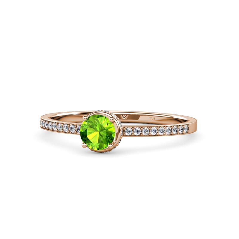 Irene Peridot and Diamond Halo Engagement Ring 