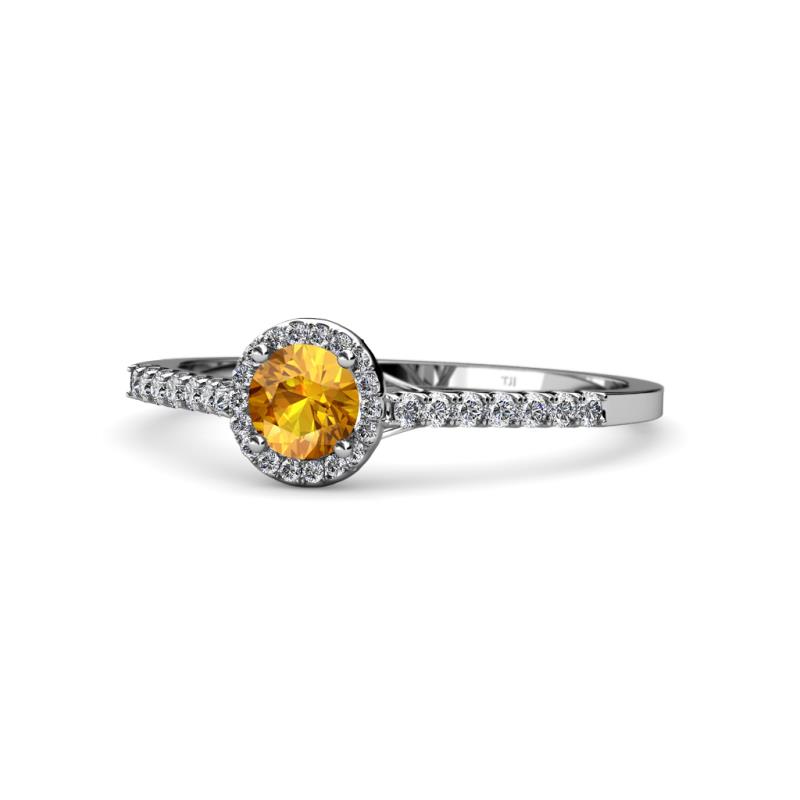 Cyra Citrine and Diamond Halo Engagement Ring 