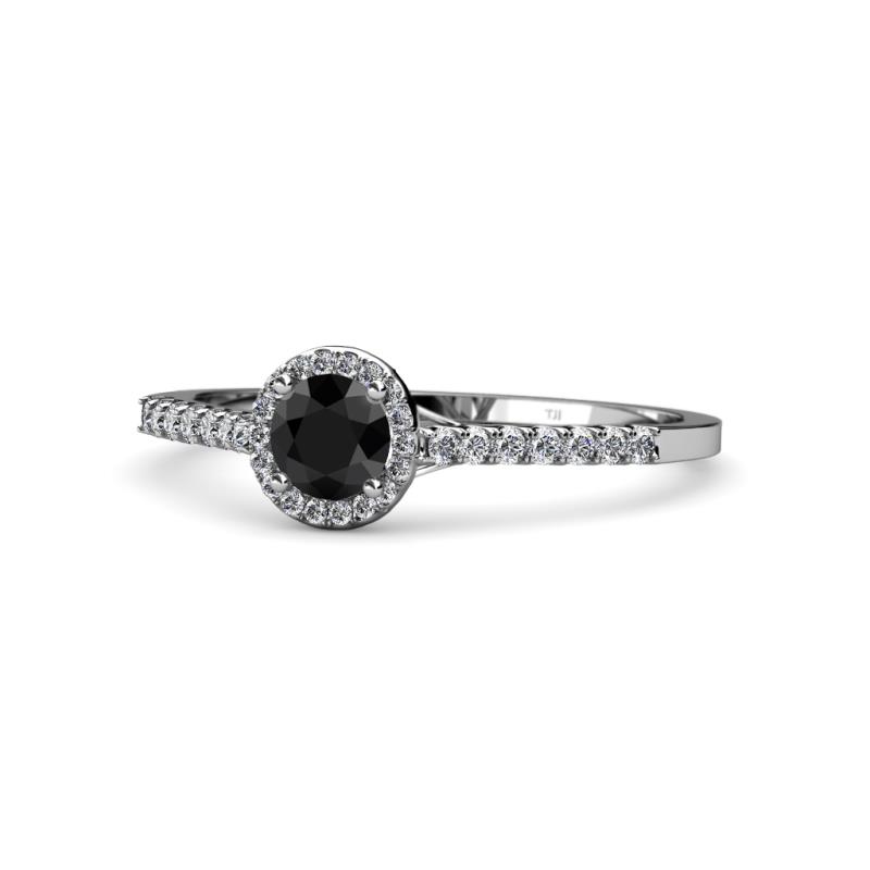 Cyra Black and White Diamond Halo Engagement Ring 