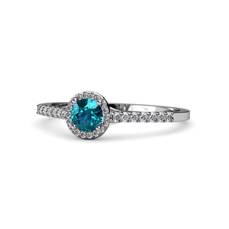 Cyra London Blue Topaz and Diamond Halo Engagement Ring 