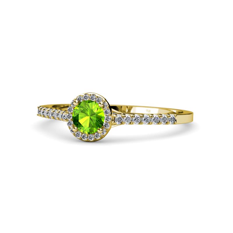 Cyra Peridot and Diamond Halo Engagement Ring 