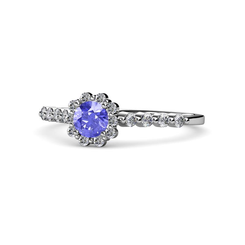 Fiore Tanzanite and Diamond Halo Engagement Ring 