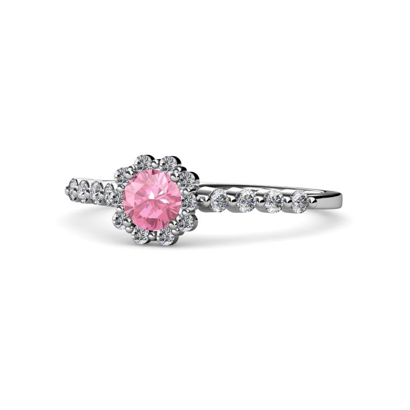 Fiore Pink Tourmaline and Diamond Halo Engagement Ring 