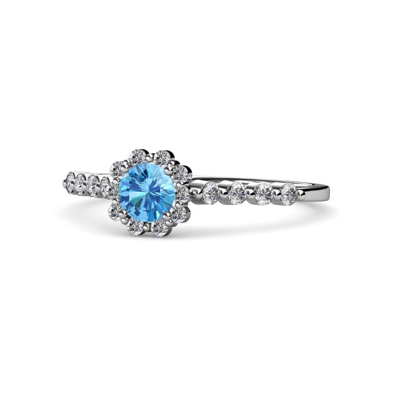 Fiore Blue Topaz and Diamond Halo Engagement Ring 