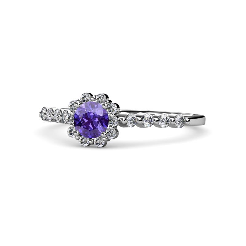 Fiore Iolite and Diamond Halo Engagement Ring 
