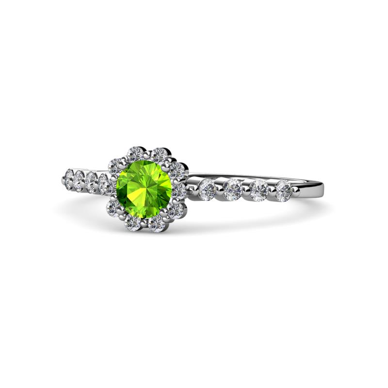 Fiore Peridot and Diamond Halo Engagement Ring 