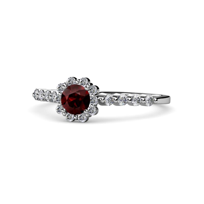 Fiore Red Garnet and Diamond Halo Engagement Ring 