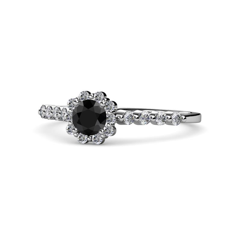 Fiore Black and White Diamond Halo Engagement Ring 