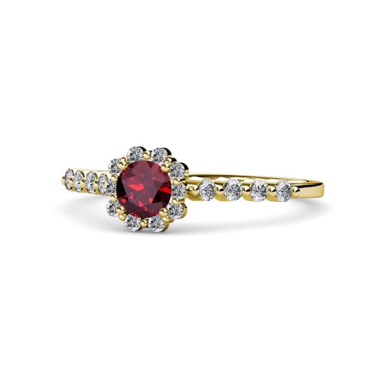 Fiore Ruby and Diamond Halo Engagement Ring 