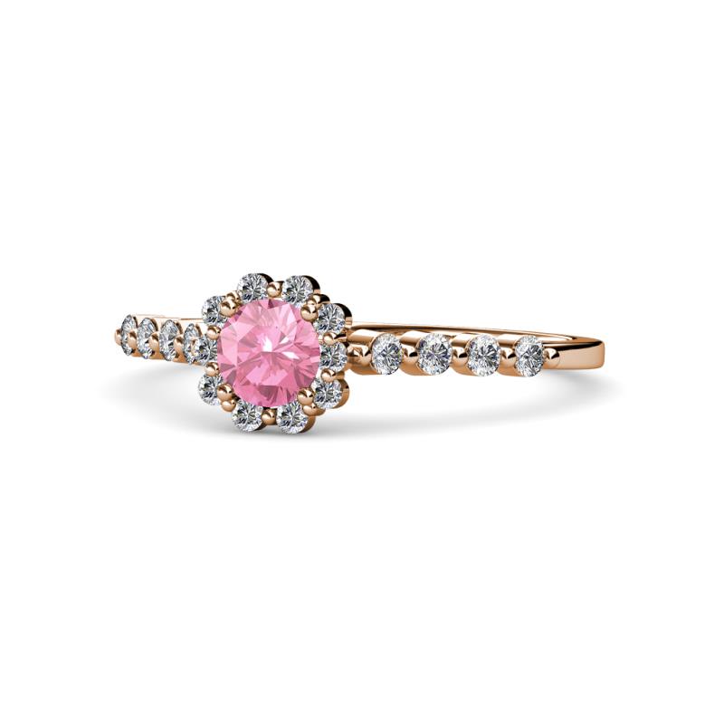 Fiore Pink Tourmaline and Diamond Halo Engagement Ring 