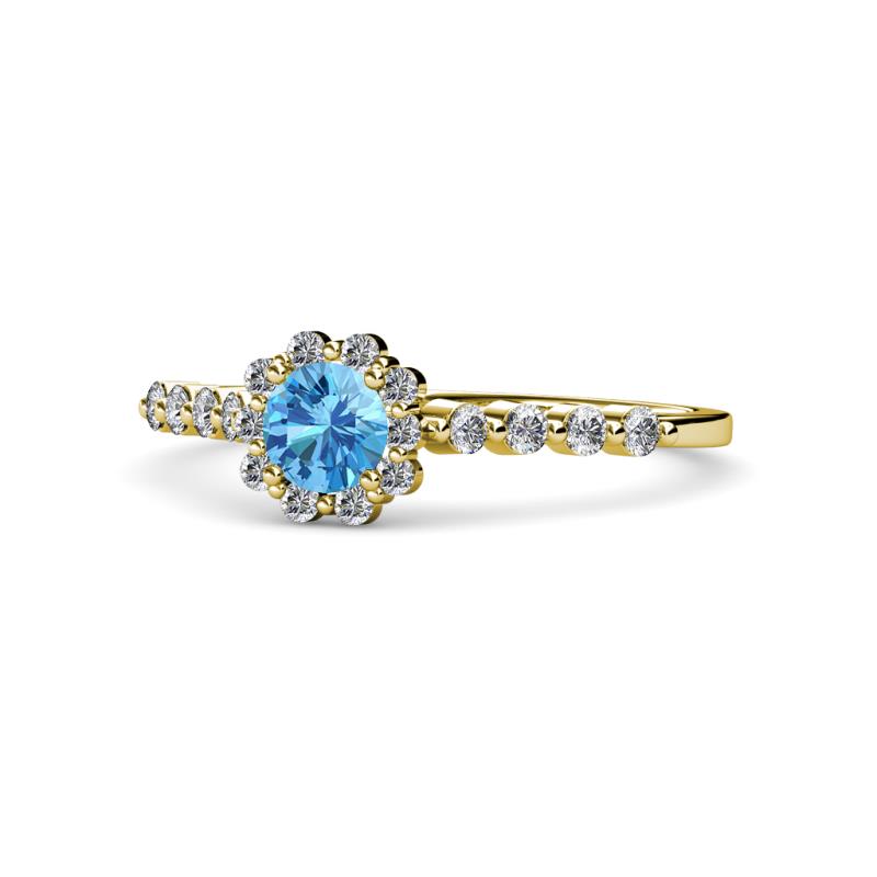 Fiore Blue Topaz and Diamond Halo Engagement Ring 