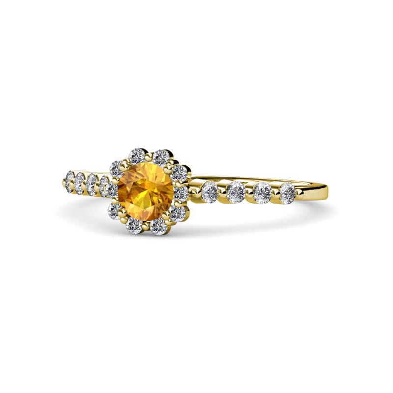 Fiore Citrine and Diamond Halo Engagement Ring 