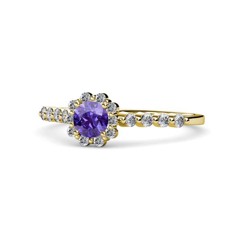 Fiore Iolite and Diamond Halo Engagement Ring 