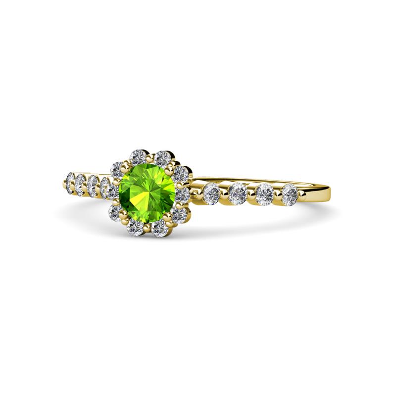 Fiore Peridot and Diamond Halo Engagement Ring 