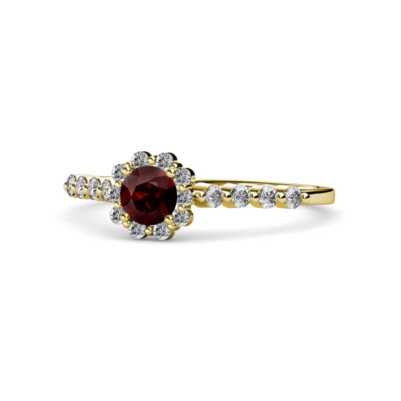 Fiore Red Garnet and Diamond Halo Engagement Ring 