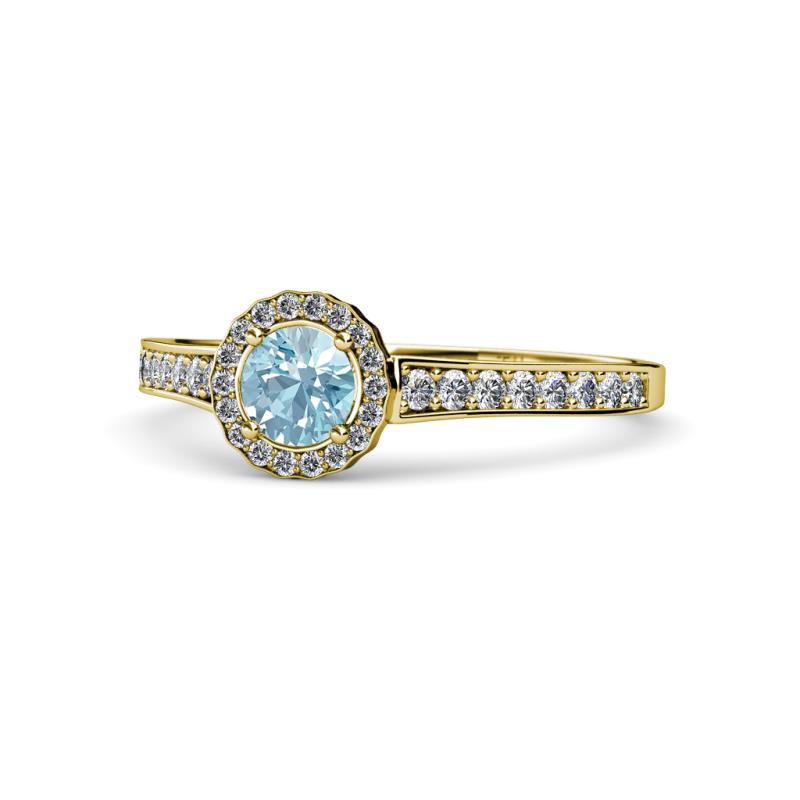 Arael Aquamarine and Diamond Halo Engagement Ring 