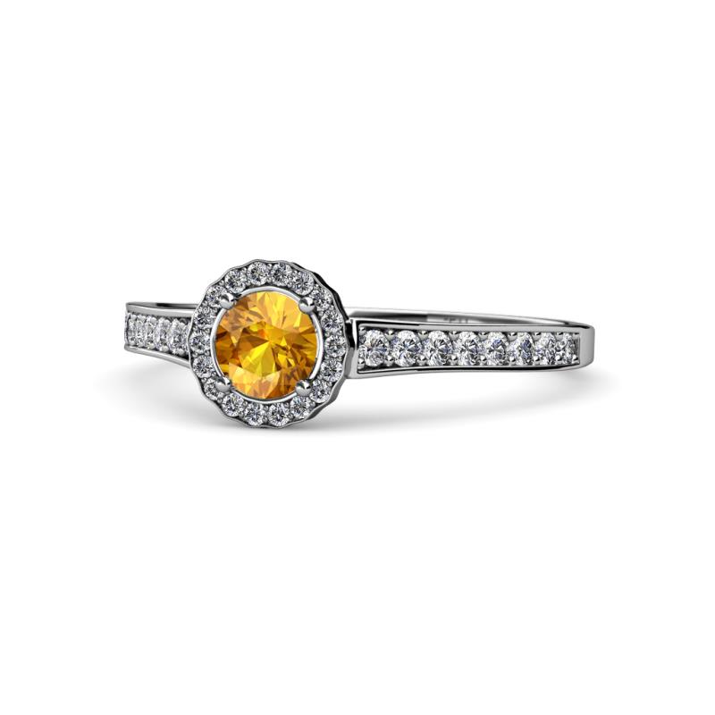 Arael Citrine and Diamond Halo Engagement Ring 
