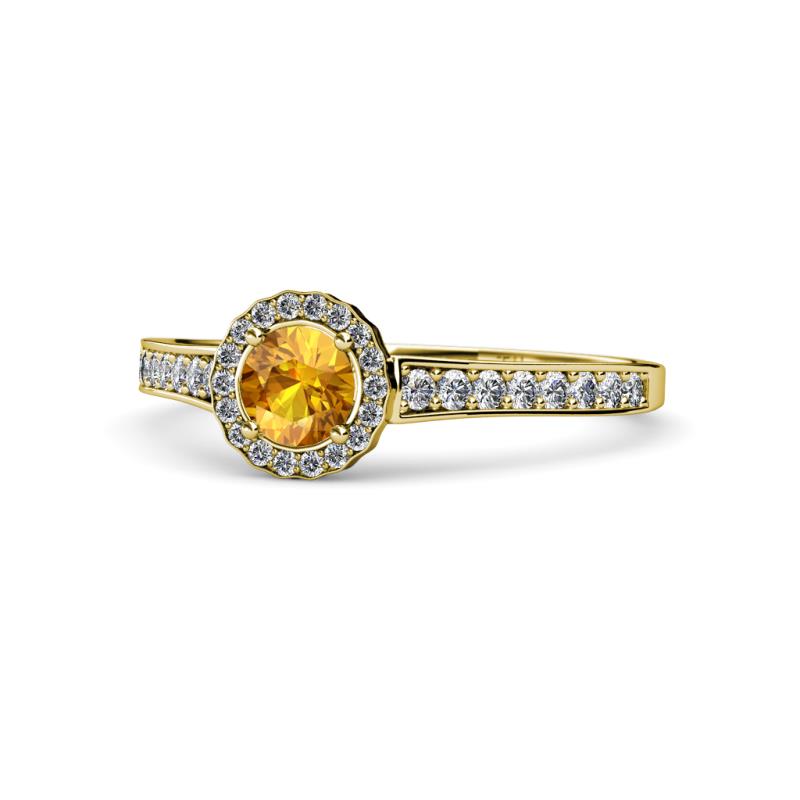 Arael Citrine and Diamond Halo Engagement Ring 
