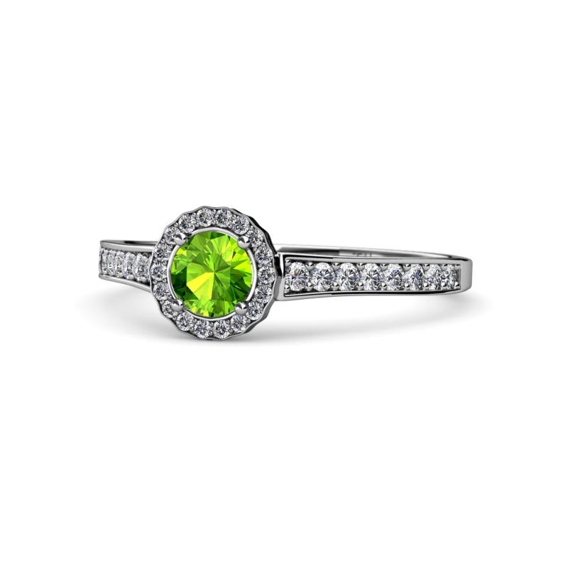 Arael Peridot and Diamond Halo Engagement Ring 