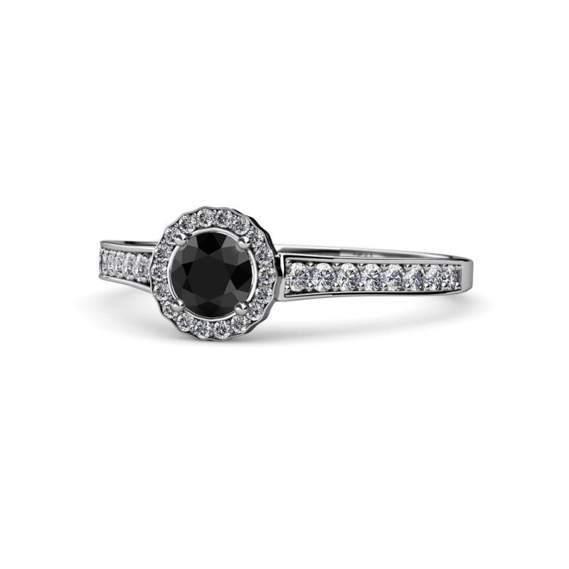 Arael Black and White Diamond Halo Engagement Ring 