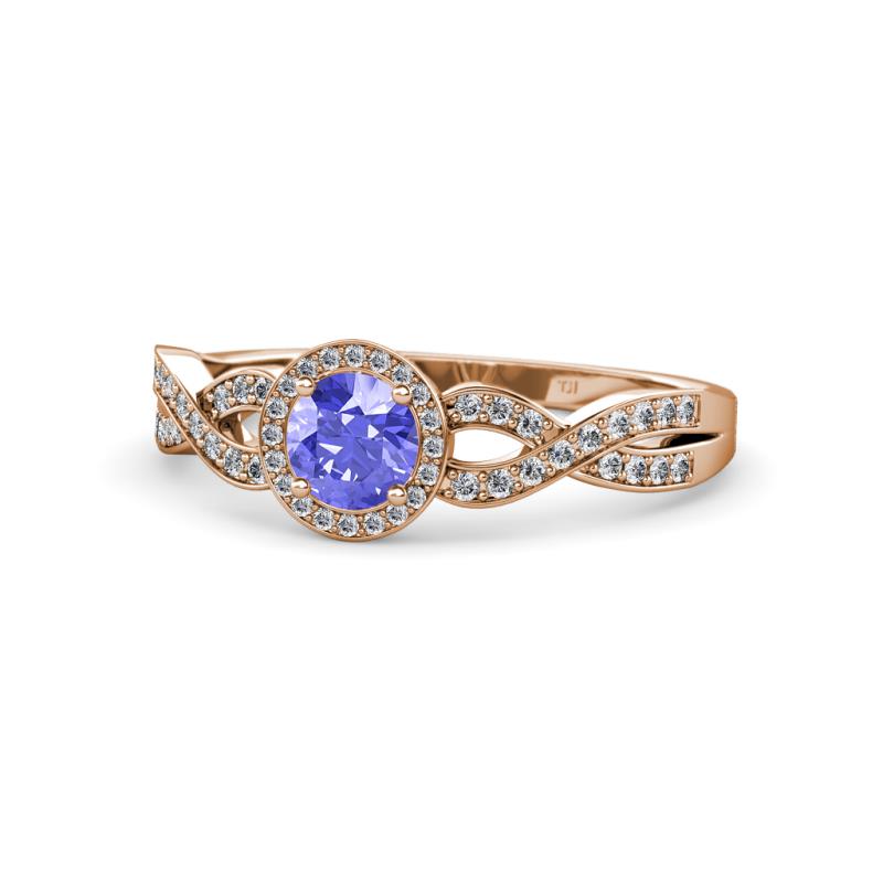 Alita Tanzanite and Diamond Halo Engagement Ring 