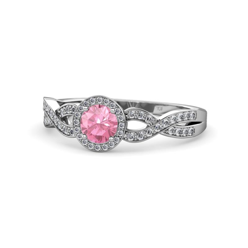 Alita Pink Tourmaline and Diamond Halo Engagement Ring 