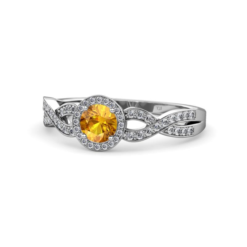 Alita Citrine and Diamond Halo Engagement Ring 
