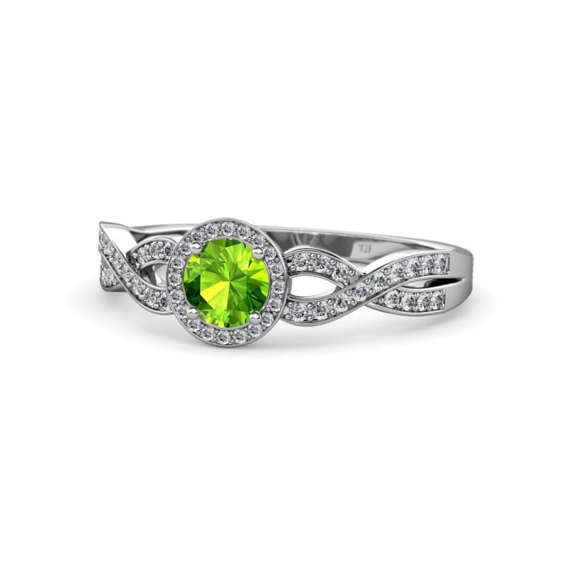Alita Peridot and Diamond Halo Engagement Ring 