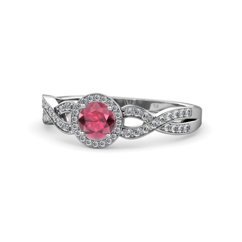 Alita Rhodolite Garnet and Diamond Halo Engagement Ring 