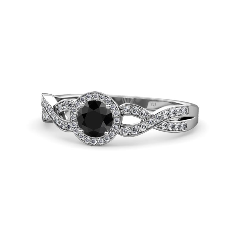 Alita Black and White Diamond Halo Engagement Ring 